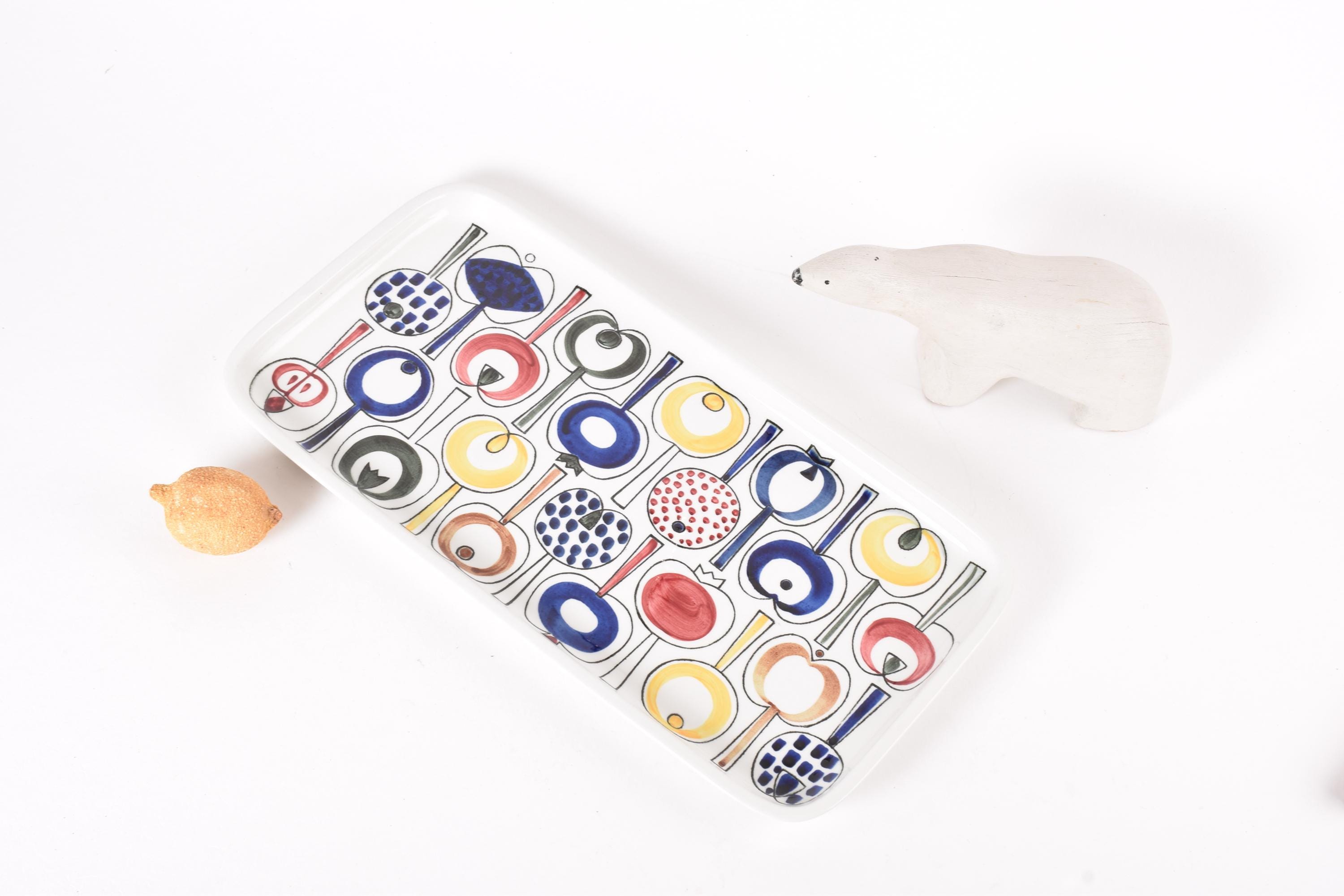 Rare! Rörstand Sweden POMONA 33 - Large Serving Tray Platter - Marianne Westman - Handpainted Apple - Scandinavian Midcentury Kitchen 1950s