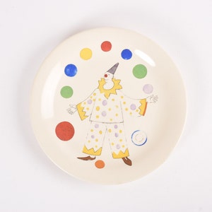 Rare! Vintage Rörstrand Sweden - PAJAS - Children Dinner / Lunch Plate - Juggler Clown Decor - Scandinavian Mid-century Retro Tableware 1960