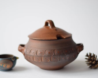 Rare! Dybdahl Denmark - Bowl with Lid / Jam Pot / Bonbonniere / Sugar Bowl - by Palle Dybdahl - Danish Mid-century Pottery 1960s / 1970s