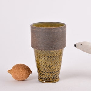 Vintage Nils Kähler for Kähler HAK Denmark - Vase - Amber Yellow & Brown - Danish Mid-century Pottery Ceramic - Scandinavian Home Decor