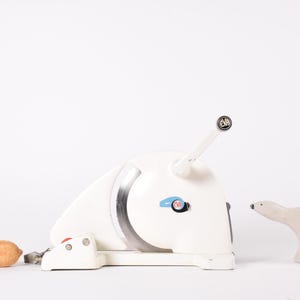 Early Version! EVA Bread & Meat Slicer / Multi Purpose - White / Laminated Wood - Danish Mid-century Kitchen Design - 1950s