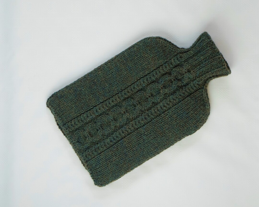 Hand Knit Hot Water Bottle Cover, Forest Green RUDGE Etsy