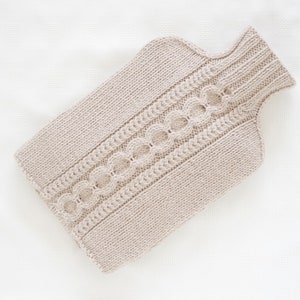 Hot water bottle cover, knitted, Light Beige - RUDGE
