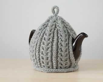 Knitted Tea Cosy, Mid Grey Mix, IMBER