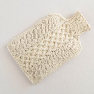 Hot Water Bottle Cover, Hand Knit Cosy, Cream - BELMONT