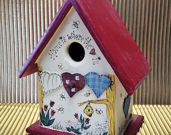 Wood Bird House Hand Painted