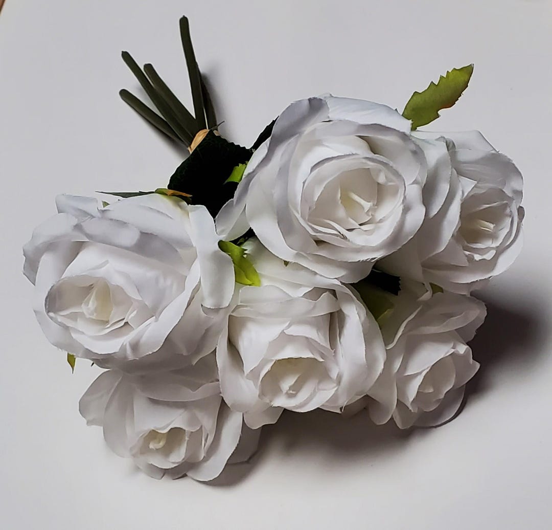 6 Silk Roses Bundle White - Etsy
