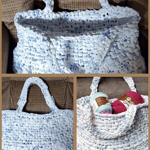 Bolsa de compras tejida a crochet 100 % reciclada, reutilizable