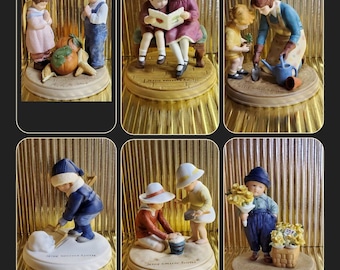 Vintage 1986 Avon Jessie Wilcox Smith Collection Holiday Figurine Series New in Boxes