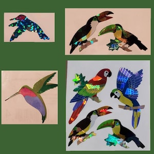 Parrot Toucan Hummingbird Stickers by Sandy Lion Hambly Prismatic Foil Stickers Mrs. Grossman