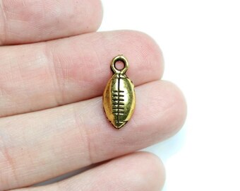 10 Gold Tone Small Football Charms