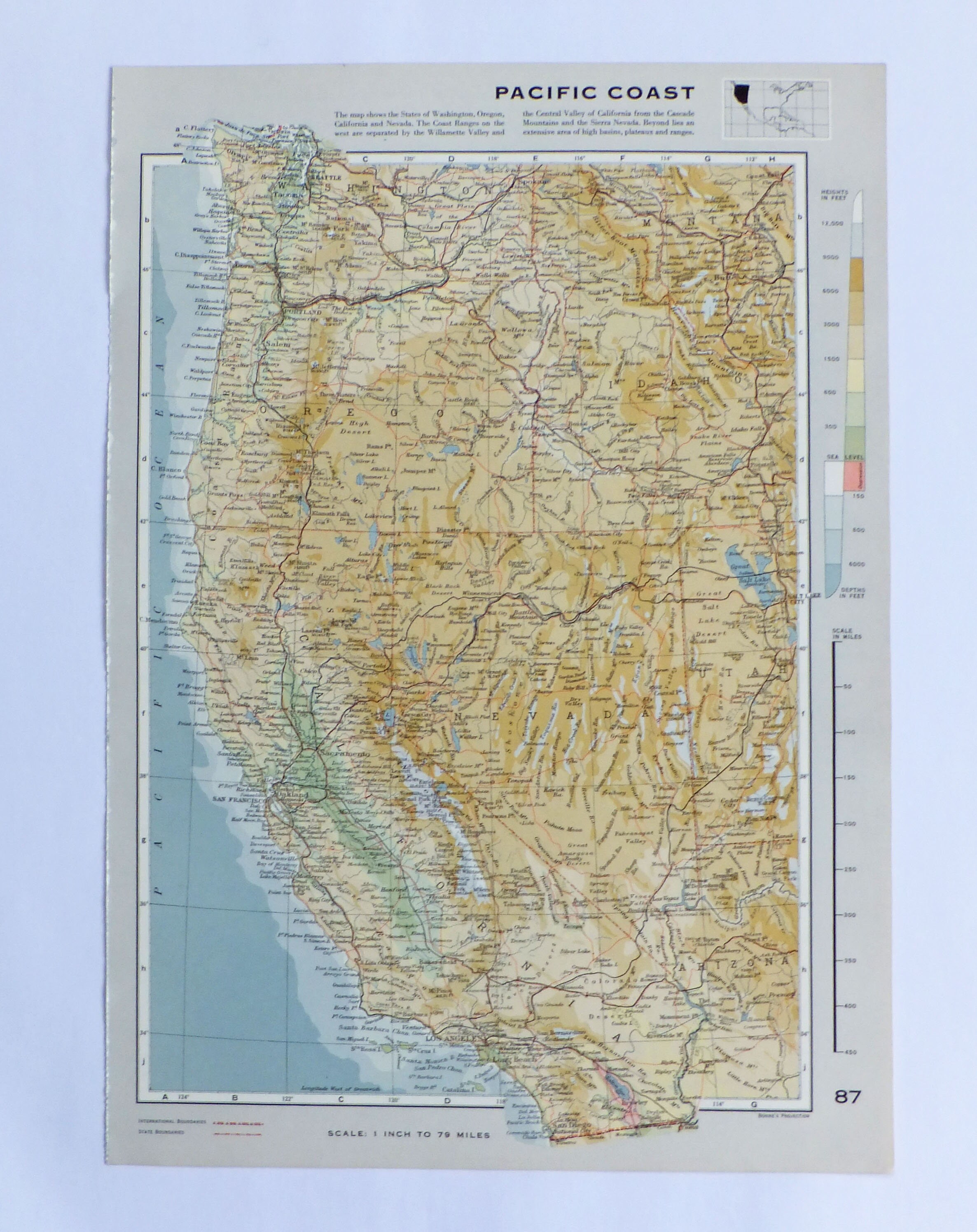 Vintage Pacific Coast Map Large Map Of The Pacific Coast Of Etsy Vintage Pacific Coast Map Large Map Of The Pacific Coast Of Etsy