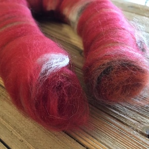 Rolag - Crimson Red - .80 oz BFL, Merino