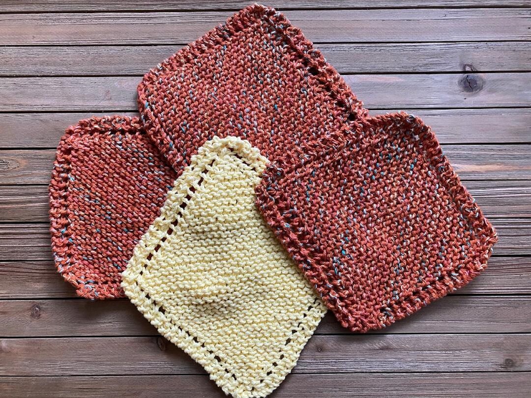 Hand Knitted Dish Cloths 4 in a Set 100 Cotton Etsy