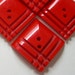 5 Art Deco Shiny Red Early Plastic Hand Carved Diamond,Square Buttons,Vintage,Antique