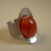 Modernist Stainless Steel and Real Tigers Eye Stone Ring,1960s,70s Vintage
