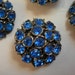 4 Vintage Sapphire Blue Sparkling Rhinestone Cluster Buttons 1 inch Diameter