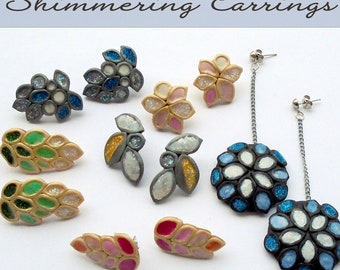 Polymer clay tutorial, Shimmering earrings, E-book, PDF tutorial, Elegant jewelry, DIY craft idea, Glitter earrings, Sparkle and shine