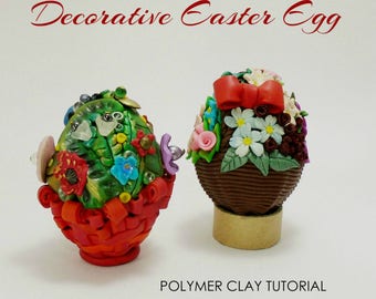 Easter Egg decoration, Hollow Easter egg, Polymer clay e-book, PDF instructions, Hollow polymer clay egg, DIY craft idea, Handmade craft