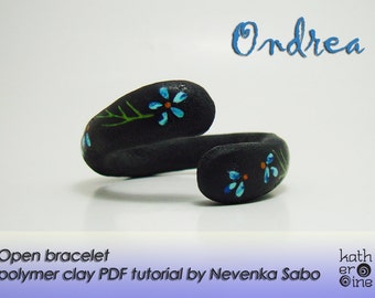 Open bracelet tutorial, Polymer clay tutorial, PDF instructions,  DIY open bracelet, DIY craft idea, Step by step e book, diy handmade cuff