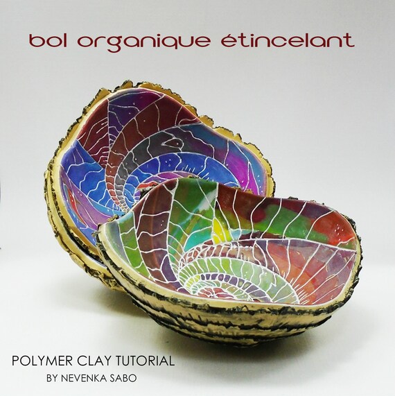 Tutoriel d'argile polymère, Bol organique scintillant, E-book, PDF tutoriel, Polymer clay tutorial, bol en forme libre, plat fait à la main