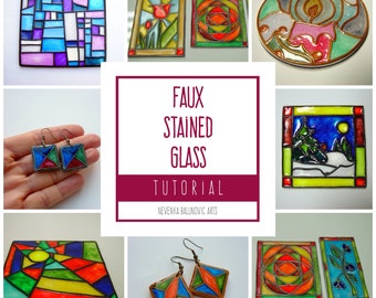 Polymer clay tutorial PDF tutorial Faux Stained glass DIY craft idea Stained glass imitation DIY instructions Creative project