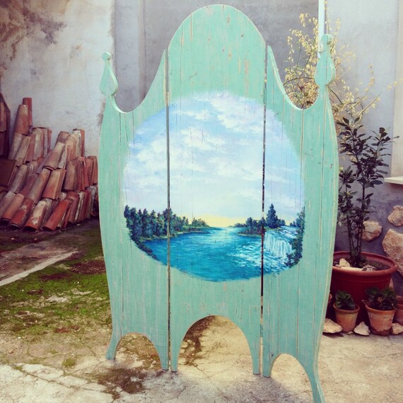 Items similar to Folding screen Painting with waterfall on Etsy