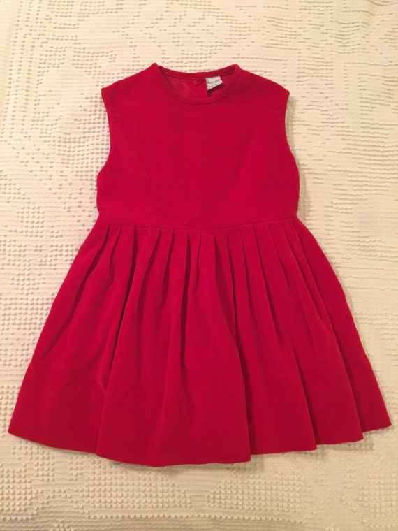 Vintage Red Velvet Girls Dress Sears Roebuck 1960'