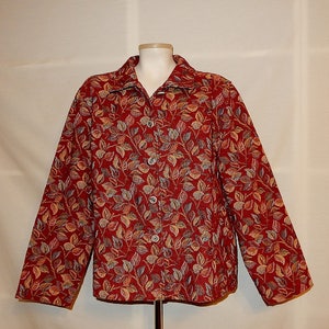 Sz XL 1X Brocade Tapestry Mark Fore  & Strike Jacket - Plus Size 16 18 - Floral Leaf  Design - Wear to Work or Casual Everyday - Made in USA