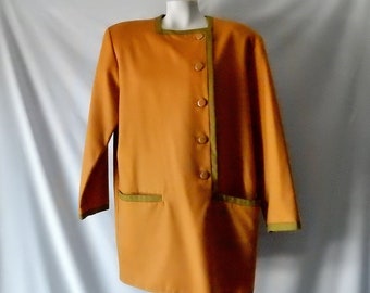 Sz 14 Lana Mod Mini Vestido de Abrigo - Harve Benard - Oro & Verde - Manga Larga - Desgaste para trabajar - Oficina - Profesional de carrera