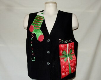 Sz S M "Ugly" Xmas Vest - Christmas Holiday - Waistcoat - Weskit