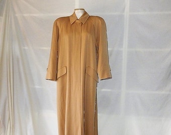 Sz 4 6 8 Anne Klein II  Wool Trench Coat - Transitional - Tan Beige Khaki - Sophisticated - Vintage 80s - Size S Small M  Medium