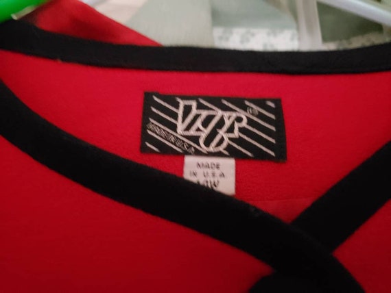 Sz 14W Wool Power Blazer Tunic Jacket - Red w Bla… - image 5