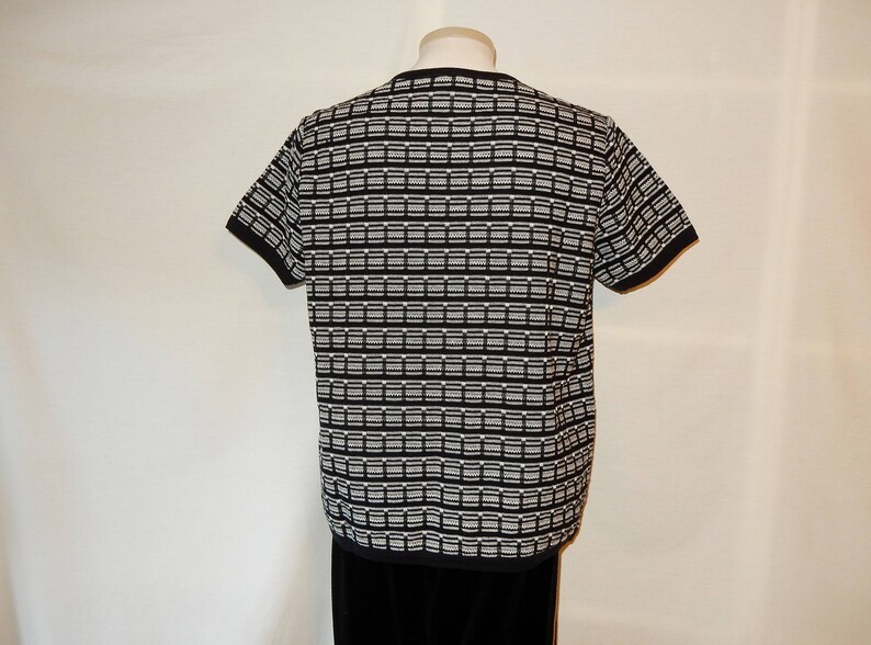 Sz L 10 12 Cotton Knit Twin Set Geometric Design Black /& White Size Large 80s 90s Andrea Jovine