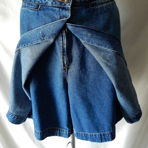 Sz 10 Skort Denim Shorts - Dungaree Jean Skirt - Westport - Casual -Mini Skirt -