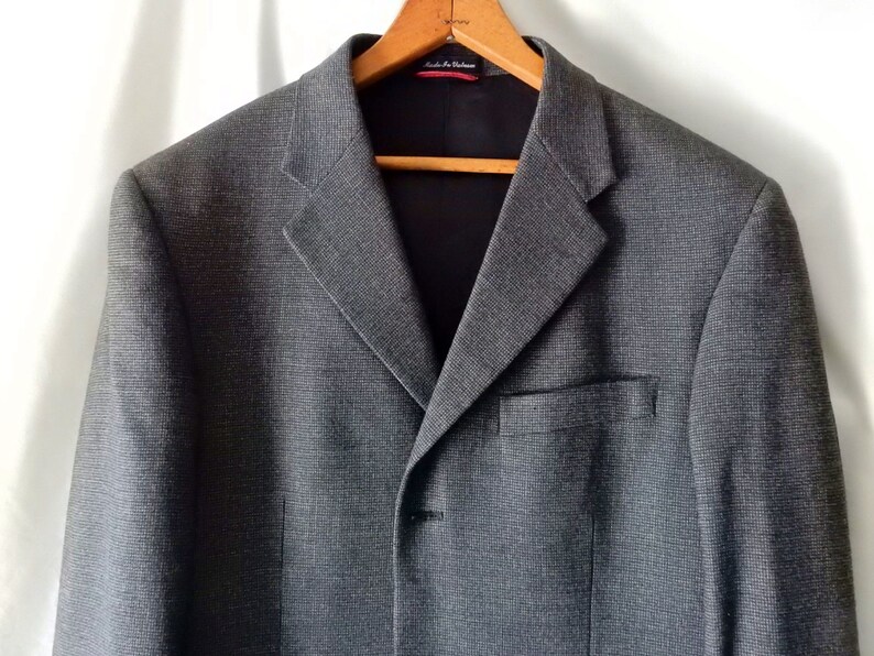 Sz 40L Men's Pierre Cardin Blazer Jacket Sport Suit Coat Wool Charcoal Gray Designer image 3