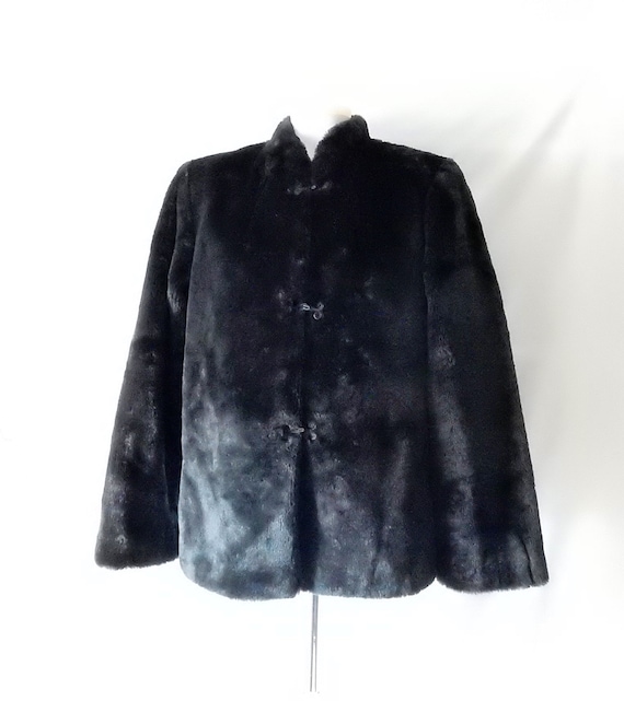 Sz 8 Handmade Faux Vegan Fur Jacket -  Black - Qu… - image 1