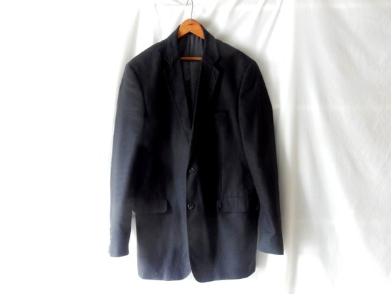 Men s 42L Saddlebred Cotton Sport Coat Blazer Jacket Summer Size 42 L Black 2 Button Etsy