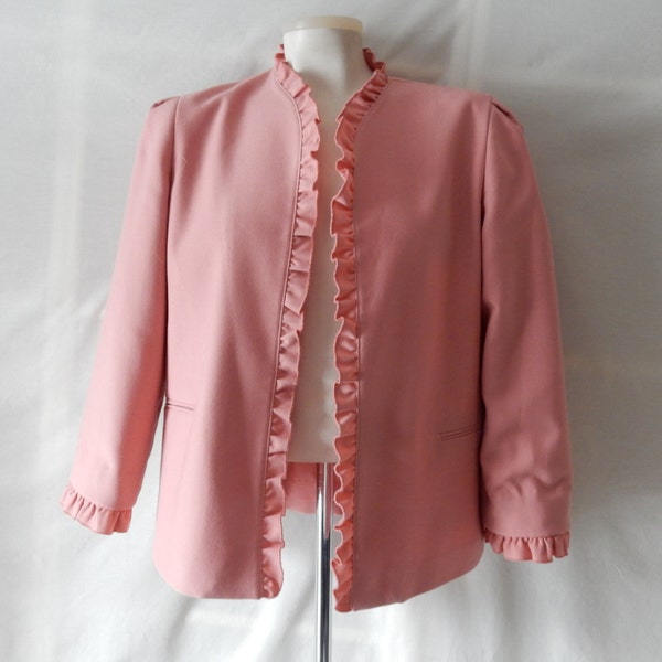 Sz 8 10 Suit Ruffled Pink  - 29" Waist - Joyce Sportswear - M Medium L Large - Modest - Preppy - ILGWU Union Made USA - 30 Off