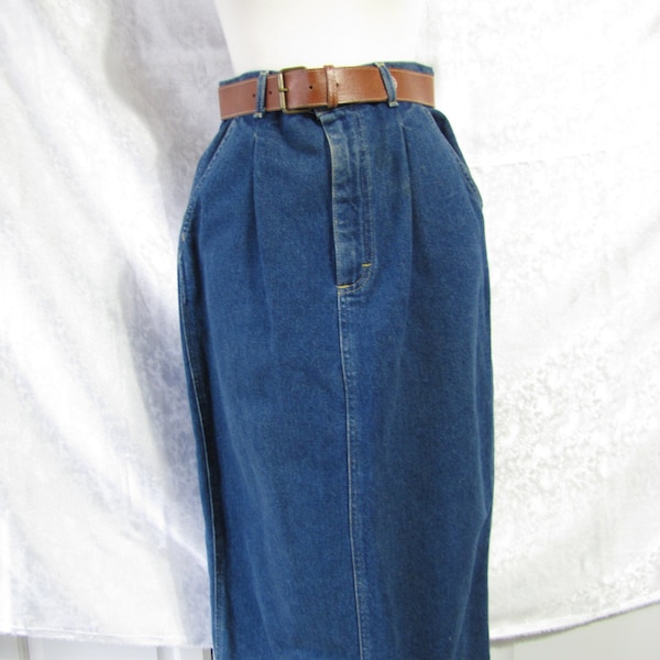 Sz 8 10 Denim Pencil Skirt - LEE - Size M Medium L Large - Jean Dungaree - Wiggle Skirt - High Waist -  Made USA -