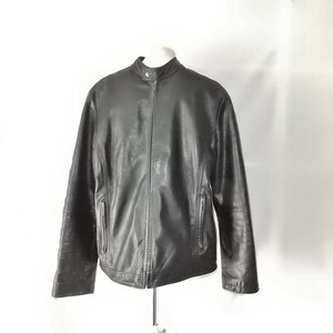 Sz M Leather Motorcycle Jacket - Merona - Biker - Heavy Leather - Black -Vintage 80s 90s - Men&#39;s - Zipper