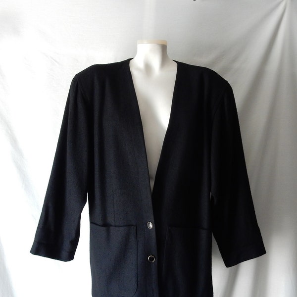 Sz 12 14 Black Blazer Jacket - Pant-Her - Union Made USA - Wear to Work, Church or Casual - 3 Button - Preppy