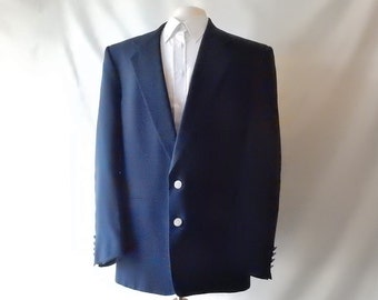 Sz 42 R Perry Ellis Portfolio Sport Coat Jacket Blazer - Navy -  80s - 2 Button - Union Made USA