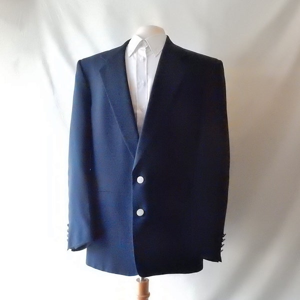 Sz 42 R Perry Ellis Portfolio Sport Coat Jacket Blazer - Navy -  80s - 2 Button - Union Made USA