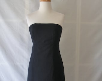 Sz 0 1 Strapless Sundress LBD Black Cocktail Dress - XS XXS Extra Small - Sun Dress - Wool Blend - Little Black Dress