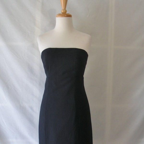 Sz 0 1 Strapless Sundress LBD Black Cocktail Dress - XS XXS Extra Small - Sun Dress - Wool Blend - Little Black Dress