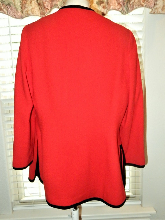 Sz 14W Wool Power Blazer Tunic Jacket - Red w Bla… - image 2