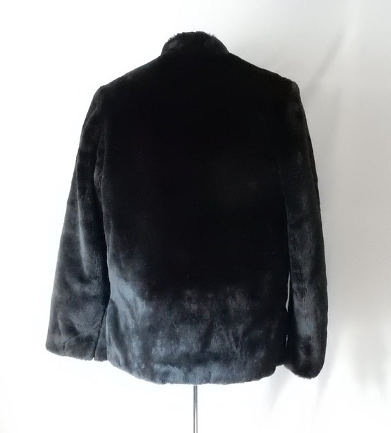 Sz 8 Handmade Faux Vegan Fur Jacket -  Black - Qu… - image 3