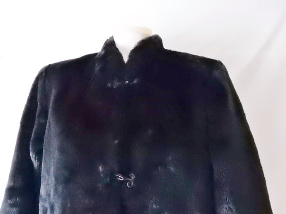 Sz 8 Handmade Faux Vegan Fur Jacket -  Black - Qu… - image 2