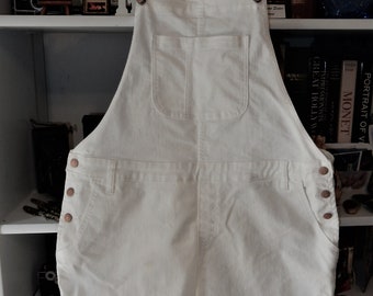 Sz XL White Overall Shorts - Plus Size - Vestbak - Overol de babero - Salopette -Whie Duck- Old Navy 40" Cintura